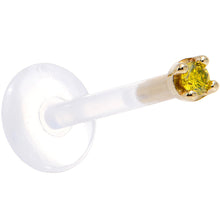 Load image into Gallery viewer, Solid 14K Yellow Gold 1.5mm Genuine Yellow Diamond Bioplast Push in Labret