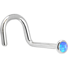 Load image into Gallery viewer, Solid 14K White Gold 2mm Blue Synthetic Opal Nose Ring