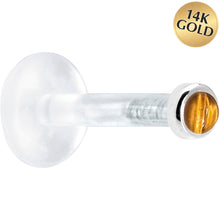 Load image into Gallery viewer, Solid 14K White Gold 2mm Genuine Tiger Eye Bioplast Push in Monroe
