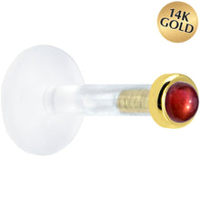 Load image into Gallery viewer, Solid 14K Yellow Gold 2mm Genuine Red Garnet Bioplast Push in Monroe