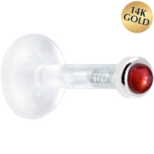 Load image into Gallery viewer, Solid 14K White Gold 2mm Genuine Red Garnet Bioplast Push in Monroe