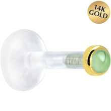 Load image into Gallery viewer, Solid 14K Yellow Gold 2mm Genuine Peridot Bioplast Push in Monroe