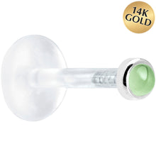 Load image into Gallery viewer, Solid 14K White Gold 2mm Genuine Peridot Bioplast Push in Monroe