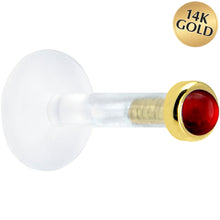 Load image into Gallery viewer, Solid 14K Yellow Gold 2mm Genuine Ruby Bioplast Push in Monroe