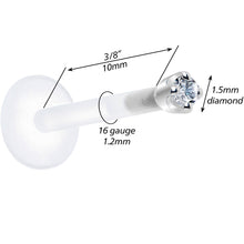 Load image into Gallery viewer, Solid 14K White Gold 1.5mm Genuine Diamond Bioplast Push in Monroe