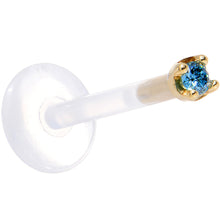 Load image into Gallery viewer, Solid 14K Yellow Gold 1.5mm Genuine Blue Diamond Bioplast Push in Monroe