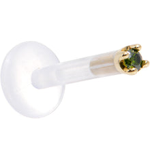 Load image into Gallery viewer, Solid 14K Yellow Gold 1.5mm Genuine Green Diamond Bioplast Push in Monroe