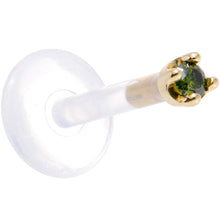 Load image into Gallery viewer, Solid 14K Yellow Gold 1.5mm Genuine Green Diamond Bioplast Push in Monroe