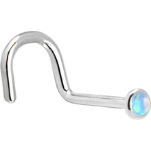 Load image into Gallery viewer, Solid 14K White Gold 2mm Light Blue Synthetic Opal Nose Ring