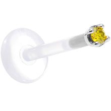 Load image into Gallery viewer, Solid 14K White Gold 1.5mm Genuine Yellow Diamond Bioplast Push in Monroe