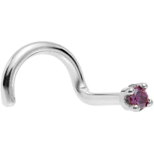 Load image into Gallery viewer, Solid 14K White Gold 1.5mm Genuine Purple Diamond Nose Ring