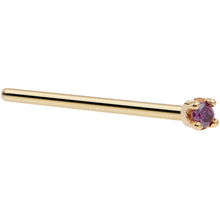 Load image into Gallery viewer, Solid 14K Yellow Gold 1.5mm Genuine Purple Diamond Nose Ring