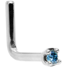 Load image into Gallery viewer, 14k White Gold 2mm Lab Grown Blue Diamond Nose Ring