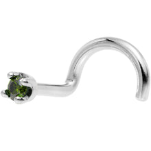Load image into Gallery viewer, 14k White Gold 2mm Lab Grown Green Diamond Nose Ring