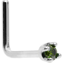 Load image into Gallery viewer, 14k White Gold 2mm Lab Grown Green Diamond Nose Ring