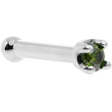 Load image into Gallery viewer, 14k White Gold 2mm Lab Grown Green Diamond Nose Ring