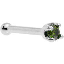 Load image into Gallery viewer, Solid 14K White Gold 1.5mm Genuine Green Diamond Nose Ring
