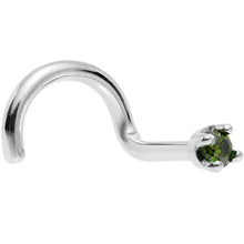 Load image into Gallery viewer, 14k White Gold 2mm Lab Grown Green Diamond Nose Ring