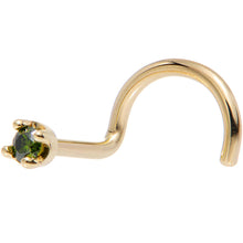 Load image into Gallery viewer, 14k Yellow Gold 2mm Lab Grown Green Diamond Nose Ring