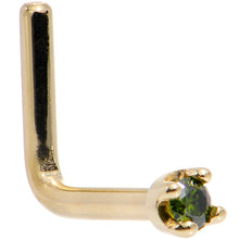 Load image into Gallery viewer, 14k Yellow Gold 2mm Lab Grown Green Diamond Nose Ring