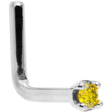 Load image into Gallery viewer, 14k White Gold 2mm Lab Grown Yellow Diamond Nose Ring