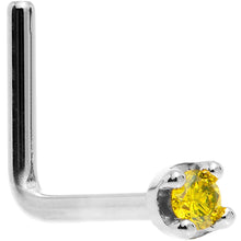 Load image into Gallery viewer, Solid 14K White Gold 1.5mm Genuine Yellow Diamond Nose Ring