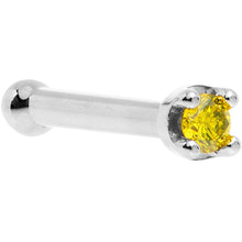 Load image into Gallery viewer, 14k White Gold 2mm Lab Grown Yellow Diamond Nose Ring