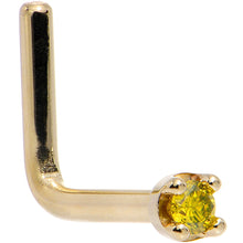 Load image into Gallery viewer, Solid 14K Yellow Gold 1.5mm Genuine Yellow Diamond Nose Ring