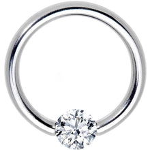 Load image into Gallery viewer, 14G 1/2 Solid 14k White Gold 4mm Clear Cubic Zirconia Tension Captive Ring