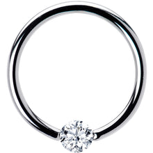Load image into Gallery viewer, 16G 3/8 Solid 14k White Gold 3mm Clear Cubic Zirconia Tension Captive Ring