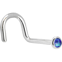 Load image into Gallery viewer, Solid 14K White Gold 2mm Dark Blue Synthetic Opal Nose Ring