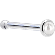Load image into Gallery viewer, Solid 14K White Gold 2mm Cultured Pearl Nose Ring