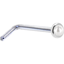 Load image into Gallery viewer, Solid 14K White Gold 2mm Cultured Pearl Nose Ring
