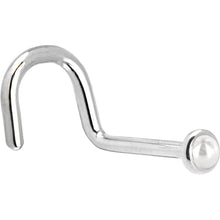 Load image into Gallery viewer, Solid 14K White Gold 2mm Cultured Pearl Nose Ring