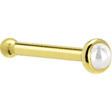 Load image into Gallery viewer, Solid 14K Yellow Gold 2mm Cultured Pearl Nose Ring