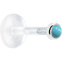 Load image into Gallery viewer, 16G 1/4 Solid 14K White Gold 2mm Genuine Turquoise Bioplast Tragus Earring Stud