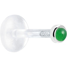Load image into Gallery viewer, 16G 1/4 Solid 14K White Gold 2mm Genuine Jade Bioplast Tragus Earring Stud