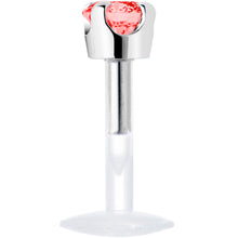 Load image into Gallery viewer, 16G 1/4 Solid 14K White Gold 3mm Salmon Cubic Zirconia Bioplast Tragus Earring Stud