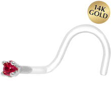 Load image into Gallery viewer, 18G 1/4 White Gold 1.5mm Genuine Ruby Bioplast Nose Ring
