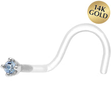 Load image into Gallery viewer, 18G 1/4 White Gold 1.5mm Genuine Topaz Bioplast Nose Ring