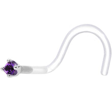 Load image into Gallery viewer, 18G 1/4 White Gold 1.5mm Genuine Amethyst Bioplast Nose Ring