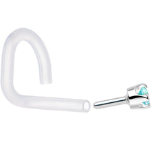 Load image into Gallery viewer, 18G 1/4 White Gold 1.5mm Mint Green Cubic Zirconia Bioplast Nose Ring