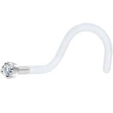 Load image into Gallery viewer, 18G 1/4 White Gold 1.5mm Genuine Diamond Bioplast Nose Ring