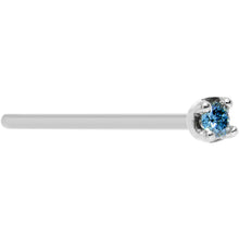 Load image into Gallery viewer, Solid 18K White Gold 1.5mm Genuine Blue Diamond Nose Ring