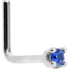 Load image into Gallery viewer, Solid 18K White Gold 1.5mm Genuine Blue Sapphire Nose Ring
