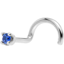 Load image into Gallery viewer, Solid 14K White Gold 1.5mm Genuine Blue Sapphire Nose Stud Ring