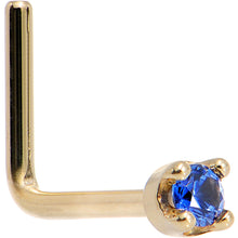 Load image into Gallery viewer, Solid 18K Yellow Gold 1.5mm Genuine Blue Sapphire Nose Ring