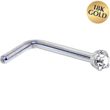 Load image into Gallery viewer, Solid 18K White Gold 1.5mm Genuine Diamond Nose Ring