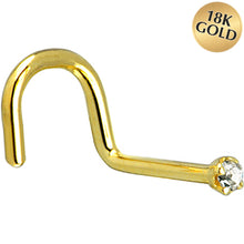 Load image into Gallery viewer, Solid 18K Yellow Gold 1.5mm Genuine Diamond Nose Ring