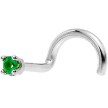 Load image into Gallery viewer, Solid 18K White Gold 1.5mm Genuine Emerald Nose Ring